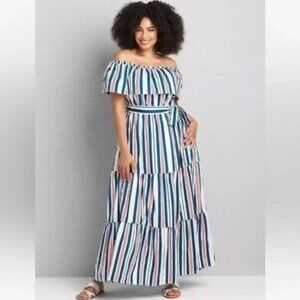 Lane Bryant Multi-Way Off-The-Shoulder Poplin Yacht 4 ways maxi dress 22 / 24
